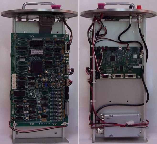 Model 5096/A2 — original 5096 PCB (left) and ALERT2 upgraded unit (right)